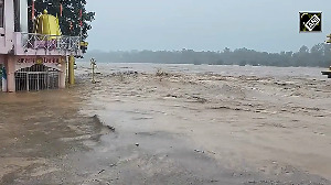 Temple Submerged as Chenab River Swells in Akhnoor, J& K