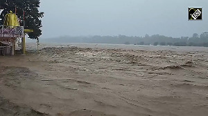 Temple Submerged as Chenab River Swells in Akhnoor, J& K