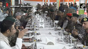 Rajnath Singh joins Armed Forces personnel for 'Bada Khana' in Jaisalmer