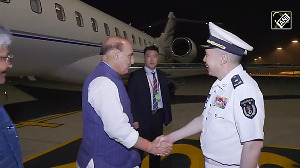 Rajnath Singh arrives at Qingdao airport