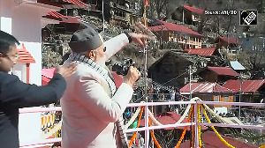 Modi enjoys beauty of snow-capped mountains in Mukhwa, Uttarakhand