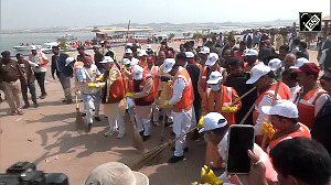 CM Yogi launches cleanliness drive at Sangam after Maha Kumbh culmination