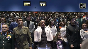 Rajnath Singh, CDS attend the special screening of 'Sky Force'