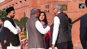 Digvijaya Singh and Bansuri Swaraj share light moment on first day of Parl winter session