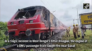 Video: Engine of passenger train catches fire in West Bengal