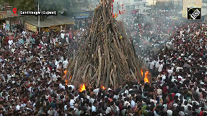 People perform 'Holika Dahan' in Gandhinagar