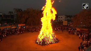 People perform 'Holika Dahan' in Gandhinagar