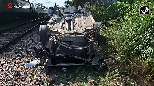 Speeding car crashes off Mukarba Chowk flyover, lands on railway tracks