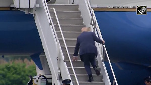 Trump's tumble on Air Force One leaves Internet in stitches