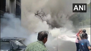 Thick smoke rises from wreckage of Air India Plane in Ahmedabad