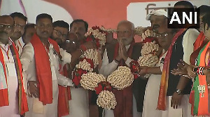 PM Modi gets felicitated with Makhana garland in Begusarai, Bihar