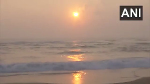 Last sunrise of the year 2024 from Chennai's Marina Beach