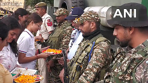 Students celebrate 'Bhai Dooj' with CRPF jawans in Udhampur, J-K