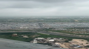 Aerial view of the stockyard of Maruti Suzuki in Gujarat