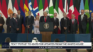 Trump praises 'good friend' Modi in Egypt, gestures to Shehbaz Sharif behind him