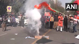 Celebration erupts outside BJP's office in Delhi