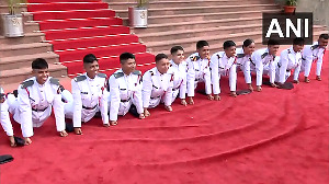 Women cadets celebrate after NDA's Passing Out Parade held at Pune