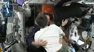 First Visuals: Axiom-4: With hugs and cheers, Shubhanshu Shukla floats in ISS